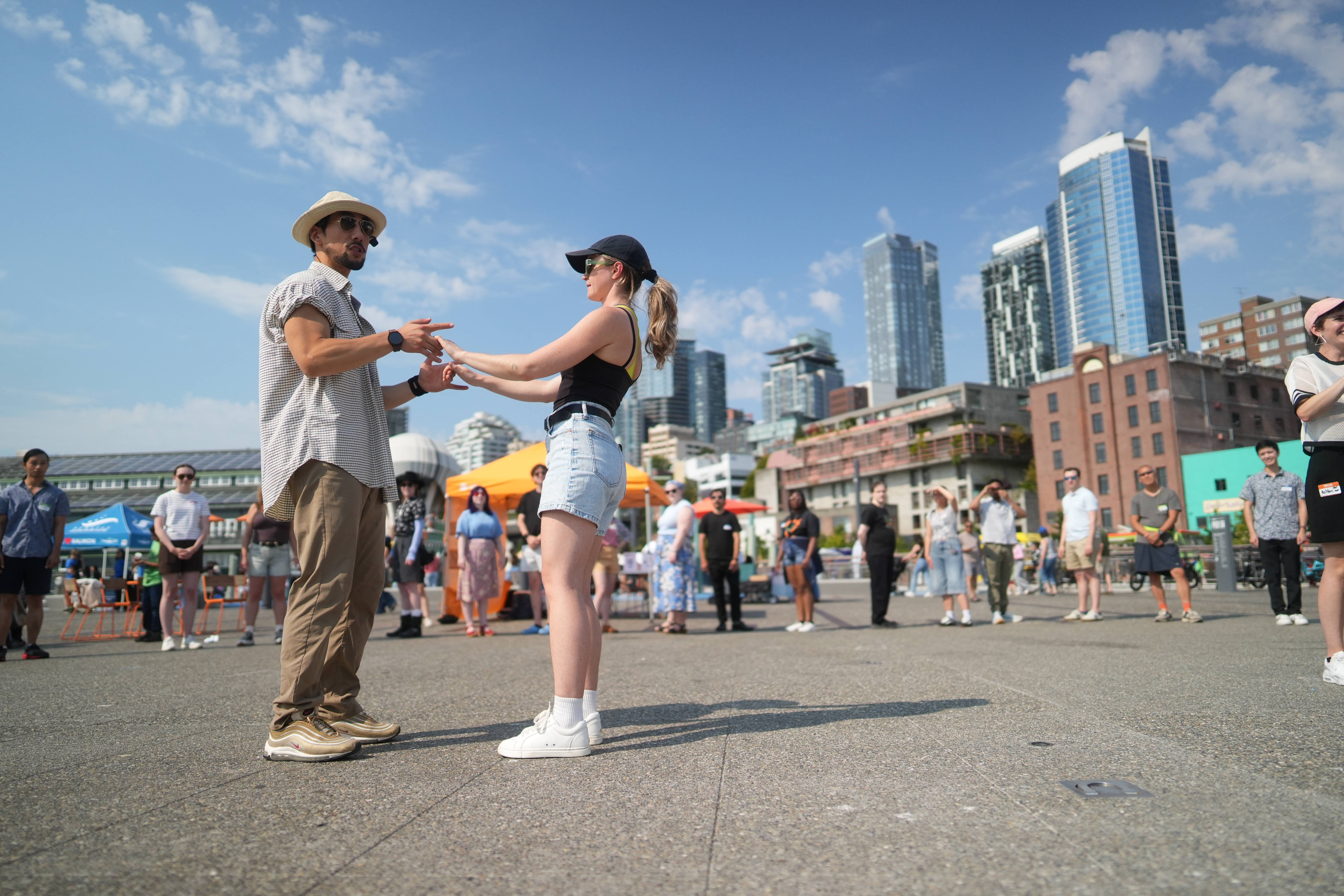 Community gathering at Hustle on the Pier